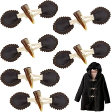 6 Sets Pu Leather Sew-On Toggles Closure with Resin Horn Button Sewing Accessori