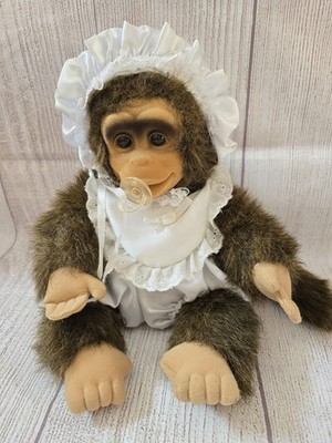 Vintage Hosung Monkey Chimp Plush Hand Puppet 1994 Flocked