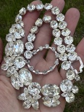 EISENBERG signed vintage Clear Rhinestone Nec...