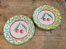 Coppia piatti laterali utility vintage Solimene Vietri Italia design ciliegio 8,25''