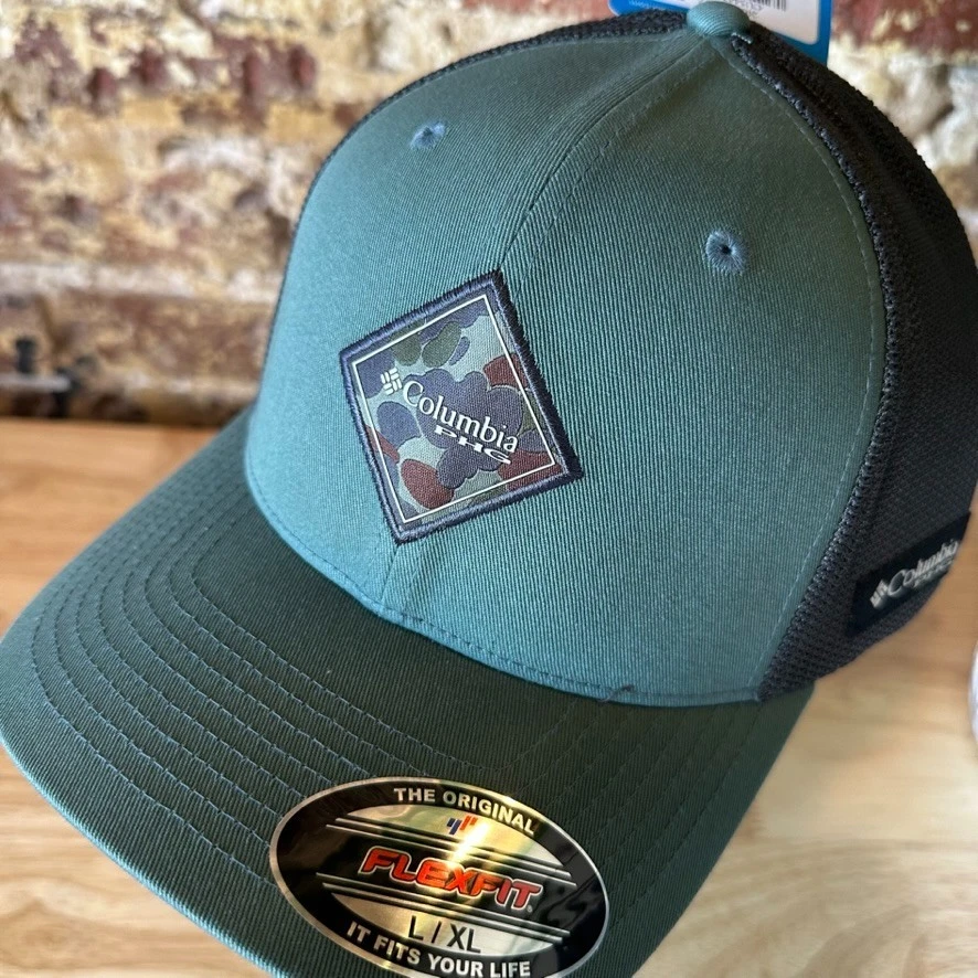 Columbia PHG Ropa Deportiva Para Hombres Verde Camuflaje Diamante Parche Sombrero Malla Espalda L/XL NUEVO CON ETIQUETAS Foto 2 de 4