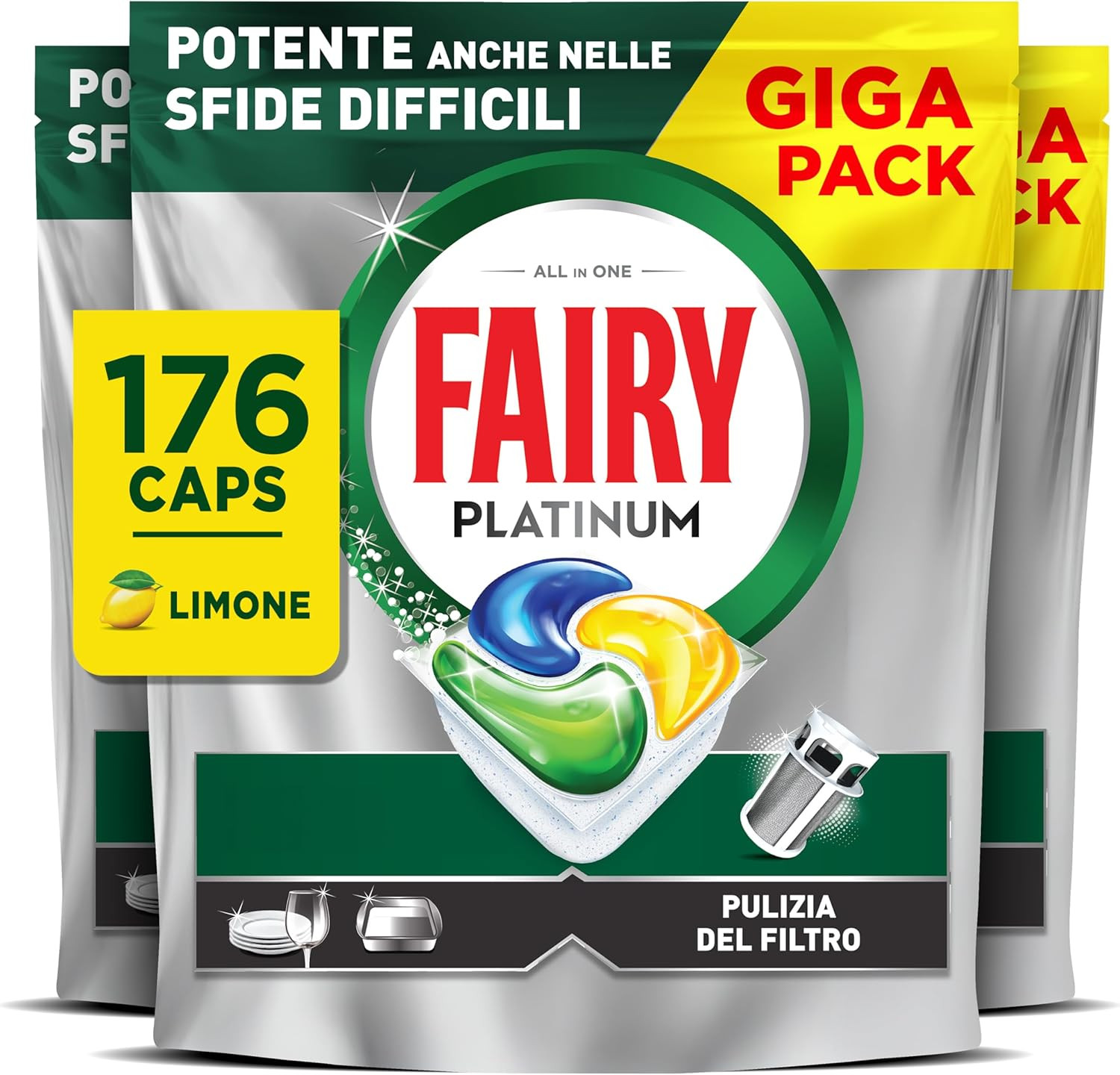 Detersivo Platinum Plus 176 Capsule: Efficacia contro il Grasso