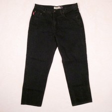 Vintage Bugle Boy Jeans 750 36x30 Black Denim Straight Leg 90s Baggy 100 Cotton