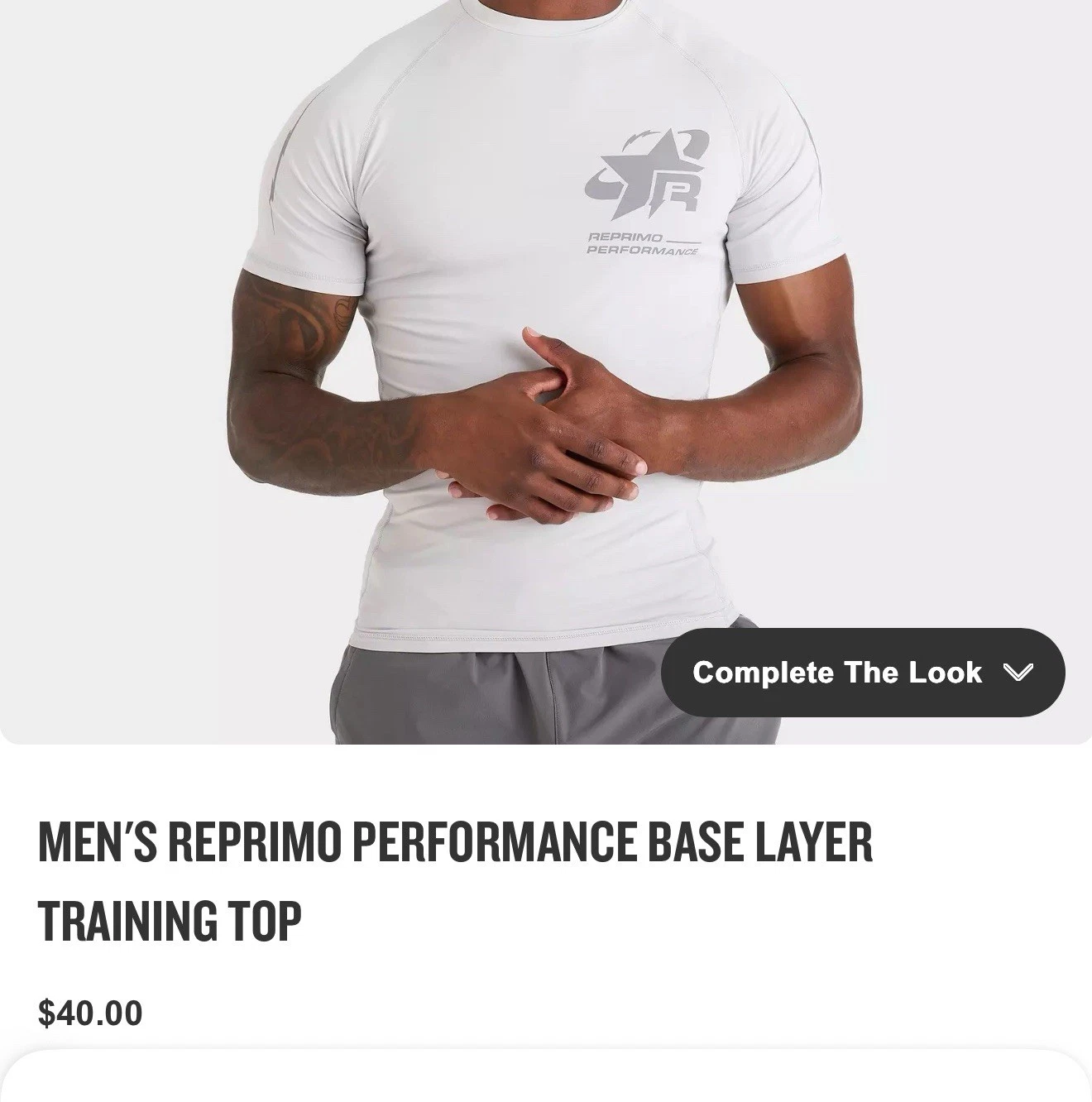 MEN'S REPRIMO PERFORMANCE BASE LAYER TRAINING TOP Medium Gray Reflective NWT