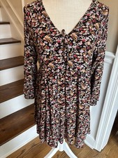 American Eagle Floral Mini Dress Wmn Small Long Sleeve  Tiered Boho Cowgirl