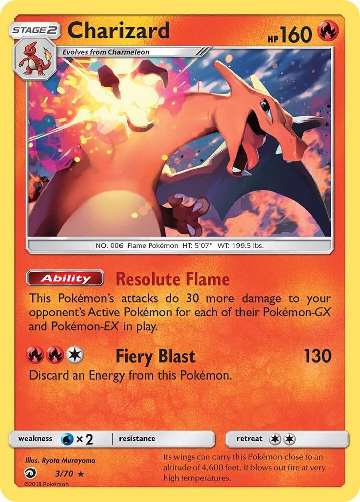CHARIZARD 03/70 SM DRAGON MAJESTY POKEMON (HOLO RARE, NM)