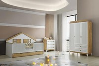 Kinderzimmer 3Tlg.Set Kinderbett Kommode Kleiderschrank Modern MöBel