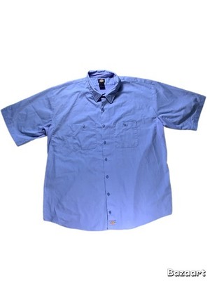 Dickies Short Sleeve Work Shirt Men s 3XL Light Blue Breathable Uniform