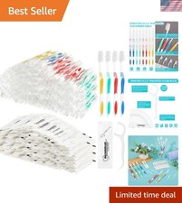 300 Pcs Individually Wrapped Toothbrushes Bulk with Dental Floss Set 100 Soft Br