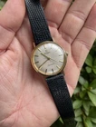 Vintage Omega Automatic Seamaster Solid 14K Watch-Linen Dial- Running Great 34mm