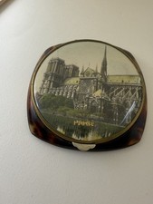 Paris France Souvenir Powder Makeup Powder Compact Vintage 