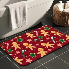 Christmas Bathroom Mat Cute Red Bath Rug Non Slip Machine Washable 17x29.5