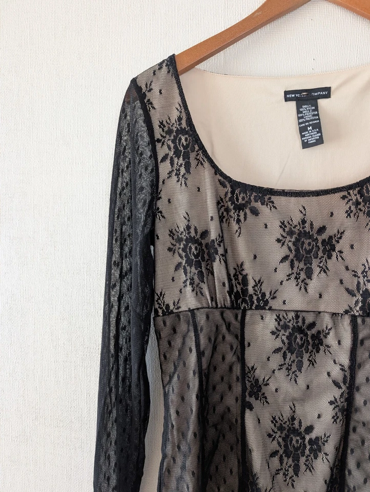 Top Babydoll Lechera Vintage Romántico Hada Grunge Capricho Encaje Malla Transparente  Foto 3 de 4