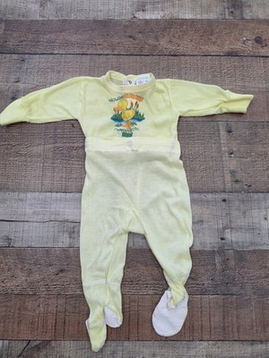 Vtg 70s Jcpenny Toddle Tine 2 Piece Duck Bed Time Pajamas Sz 14-18 Lbs