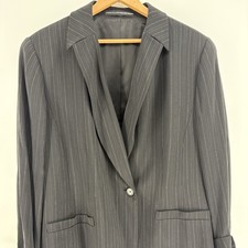 VTG Linda Allard Ellen Tracy Woman  s Wool Blend Blazer Black  White Stripe