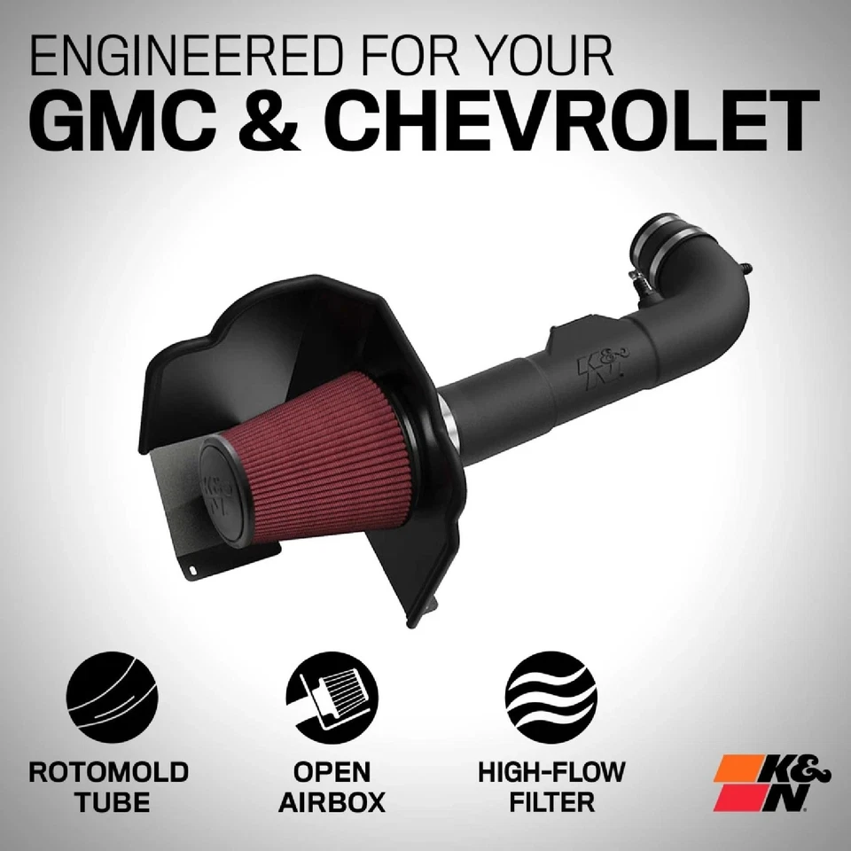 Cargador de aire frío K&N admisión de aire para Silverado y Sierra 1500 14-19 con 5,3 L/6,2 L V8 Foto 4 de 4