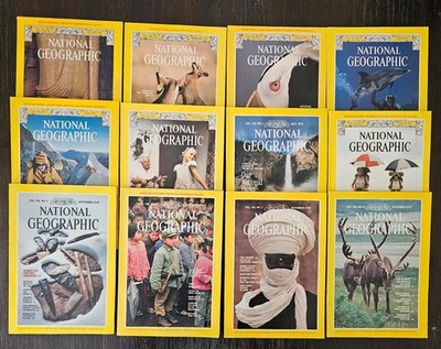 Lot of 12 Issues 1979 National Geographic Magazines Full Year With Maps Inserts