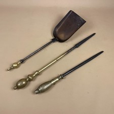 Vintage Brass Fireplace Tools Set of 3 Gold Metal Shovel Pokers Assortment