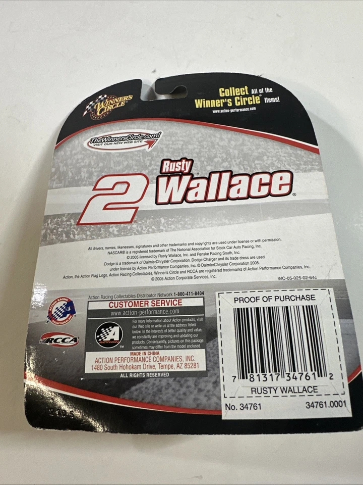 Rusty Wallace #2 NASCAR 2005 Dodge Charger 1:64 Scale DieCast W/Hood Magnet New - Image 2 of 2