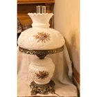 Vintage Milk Glass Puffy Rose 3 Way Hurrican Parlor Lamp