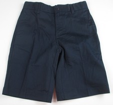 LANDS END Navy School Uniform Plain Front Blended Chino Shorts Boys 18 NEW