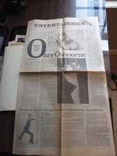 1986 Ozzy Osbourne newspaper Pittsburgh Post Gazette 1986 Ozzy Osbourne newspaper Pittsburgh Post Gazette