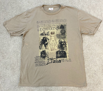 Rare Vintage Men s Leonardo Da Vinci SS Tan T-Shirt Made in Italy XXL