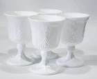 Vtg Indiana Glass Co Colony Milk Glass Harvest Grape Set of 4 Goblets Glasses