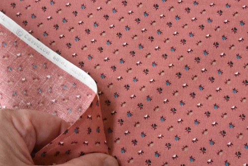 33" Long, Vintage, Burgundy Blue Cream Diagonal Flowers on Pink, Cranston, P9819 - Picture 4 of 6