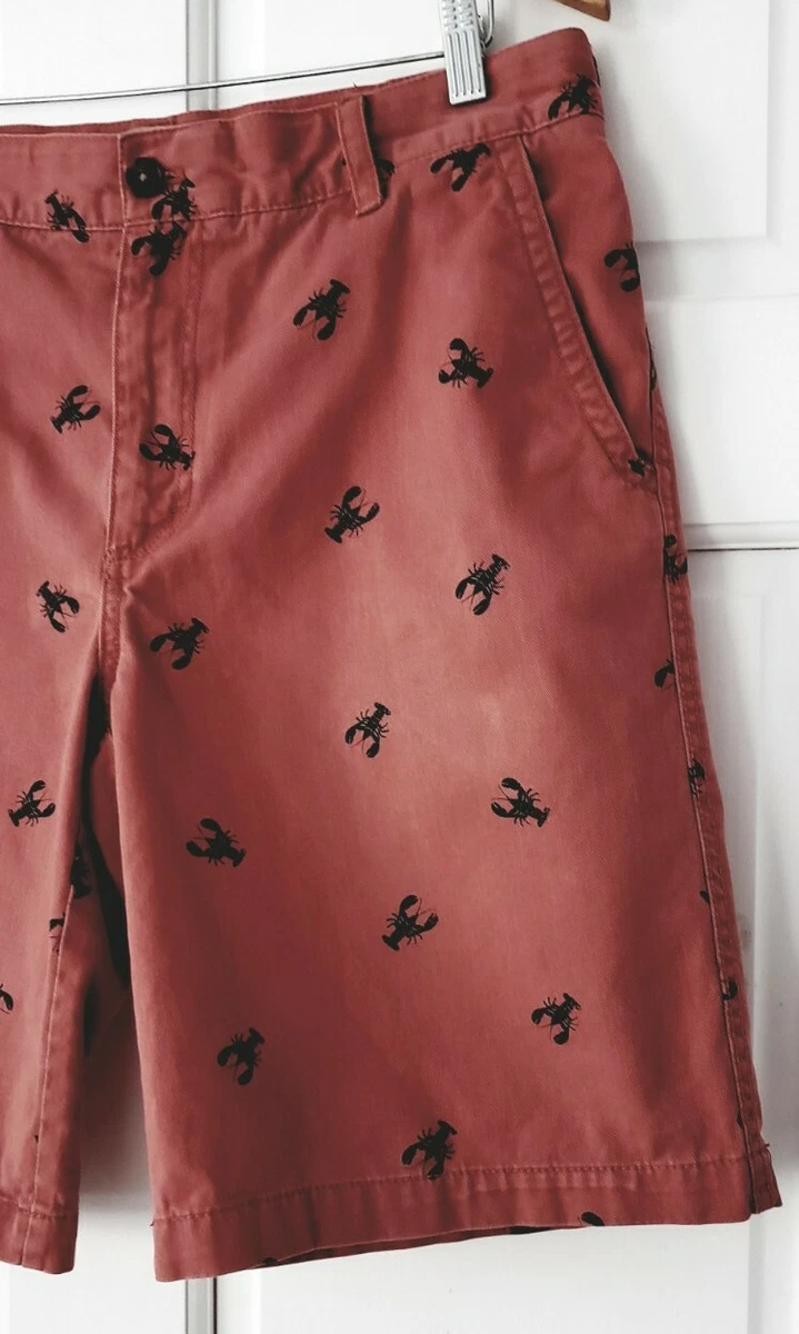 IZOD Embroidered Cotton Lobster Shorts Mens 34 Barn Red Navy Chino