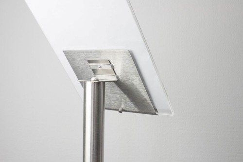 Edelstahl-Infoständer-System »Q« mit Plakattasche für DIN A3 schräg - Bild 2 von 3