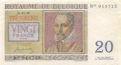 Belgium  20  Francs  01.07.1950  Series  B 06  Circulated Banknote LBin - Afbeelding 1 van 2
