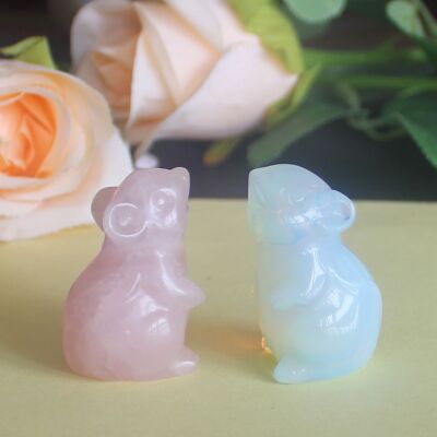 Carved gemstone crystal mouse rat mice figurine animal carving home decor 1.5''