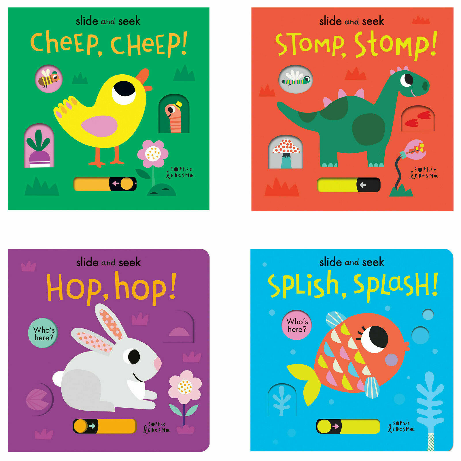 Sophie Ledesma Little Learner's Slide and Seek Series 4 Books Set Stomp,Stomp
