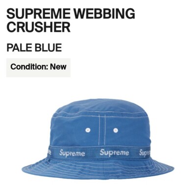 Size M/L - Supreme Webbing Crusher (Pale Blue)(FW22) | eBay