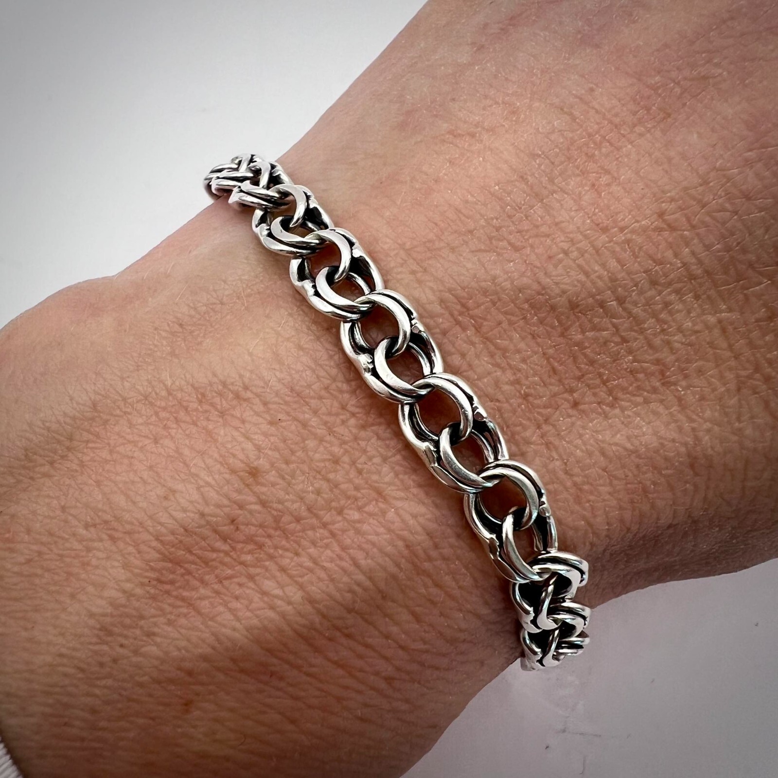 Elegant Vintage 925 Sterling Silver Bracelet Men Women Stylish ...