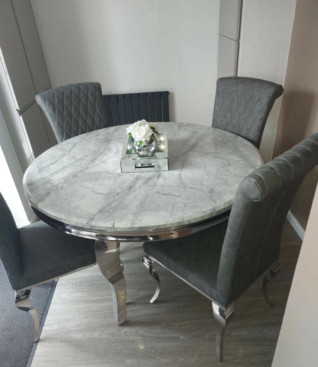 Oval Marble Dining Table, 6 Seater