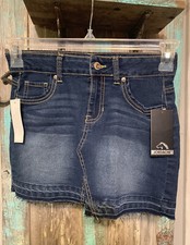 Womens Jordache Denim Mini Skirt Low Rise Stretch Size 7/8 Distressed