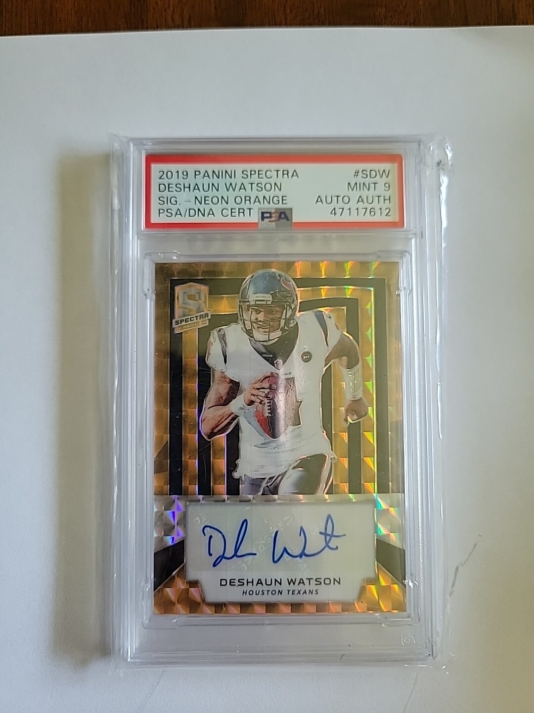 2019 Panini Spectra Football Deshaun Watson Neon Orange PSA Mint 9 04/10 JERSEY