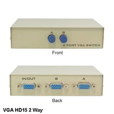 Kentek VGA HD-15 2 Way Mini Data Transfer Switch Box PC MAC Display Monitor
