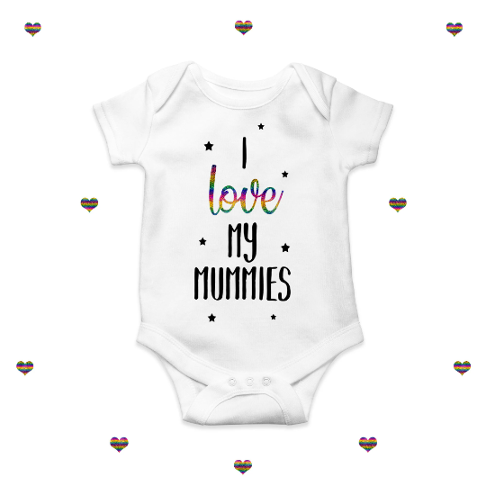Mummy LGBT Baby Bodysuit Pride Rainbow Newborn Gifts Two Mums