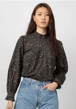 Rails Ariana Top In Savannah Poplin Pleated Front Size Medium $188