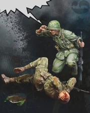 Vietnam War Diorama: 1/35 Scale Resin Figures Combat Scene with Wounded Soldier