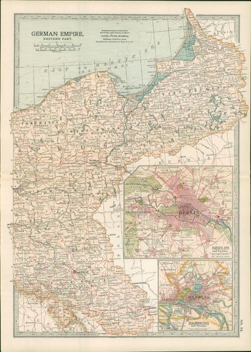 1903 Large Colour Map GERMAN EMPIRE Eastern Part BERLIN HAMBURG (EB22)