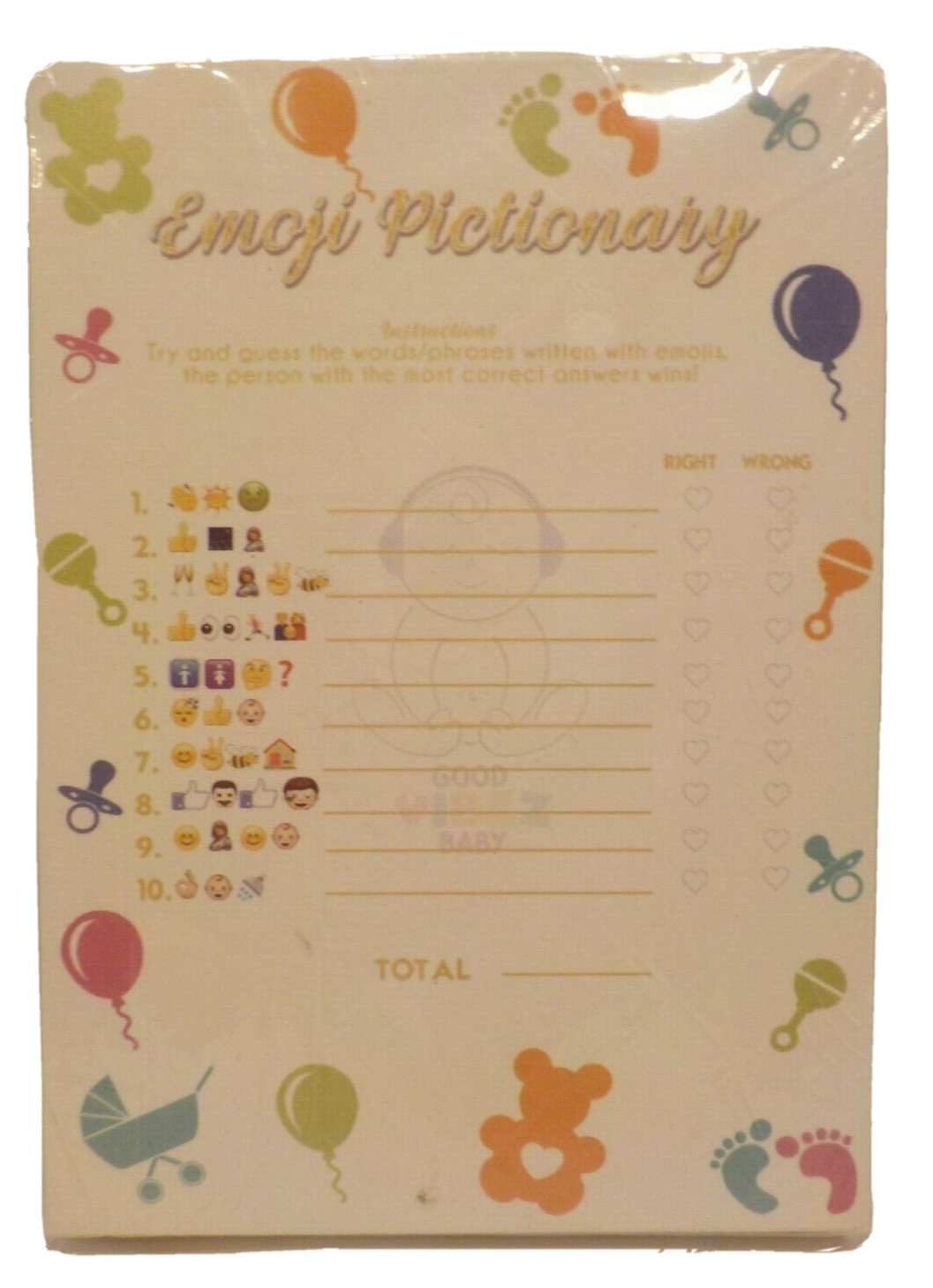 emoji pictionary baby shower game 50 cards