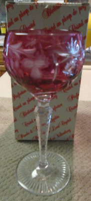 Nachtmann Crystal Cut to Clear Cranberry Red Wine Goblet  Germany NIB 6 7/8''