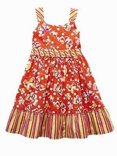 Girls Orange Butterfly Sundress Stripes  Dots Sleeveless Summer Dress