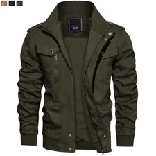 Men's Bomber Jackets Cargo Outdoor Training Windbreaker Hiking Travel Work Coats