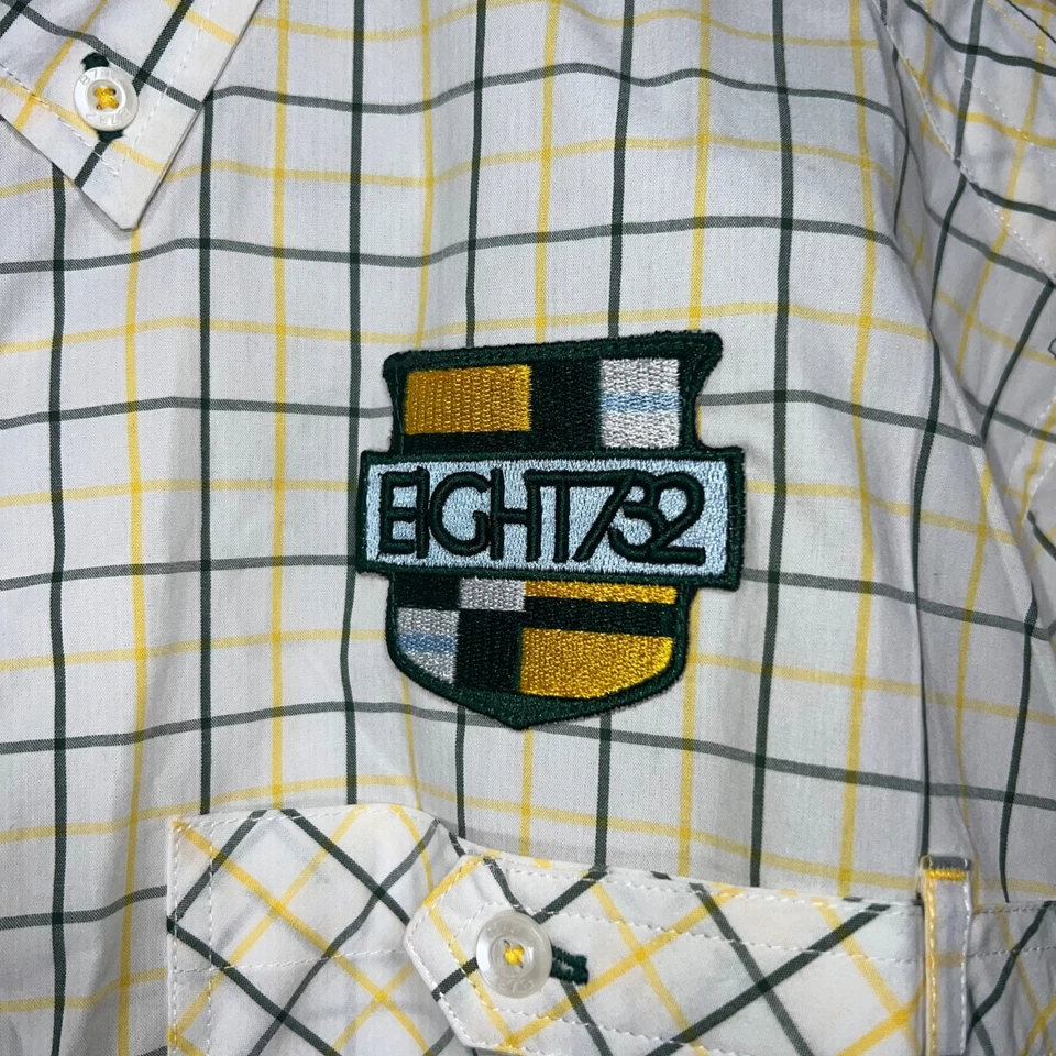 Eight 732 (8732) Blanco/Azul/Amarillo Rayas Estilo SS Botón Para Hombre XL Foto 3 de 4