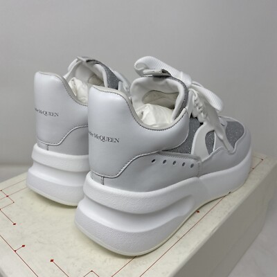 8/29迄！Alexander McQueen ホワイト/シルバー37.5 Alexander McQueen Oversized Runner White Silver Women's